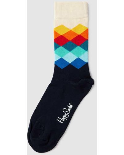 Happy Socks Socken mit Allover-Muster Modell 'FADED DIAMOND' - Blau