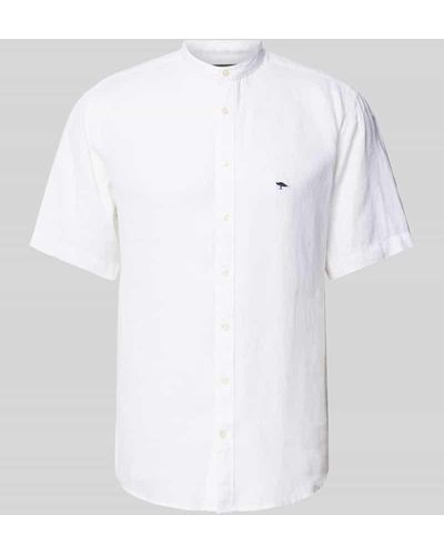 Fynch-Hatton Regular Fit Freizeithemd aus Leinen mit Maokragen Modell 'Summer' - Weiß