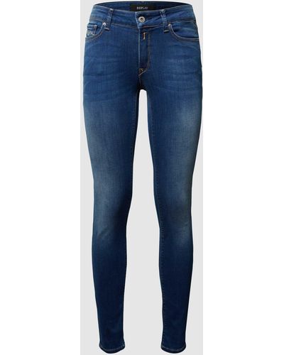 Replay Skinny Fit Jeans Met Stretch, Model 'new Luz' - Blauw