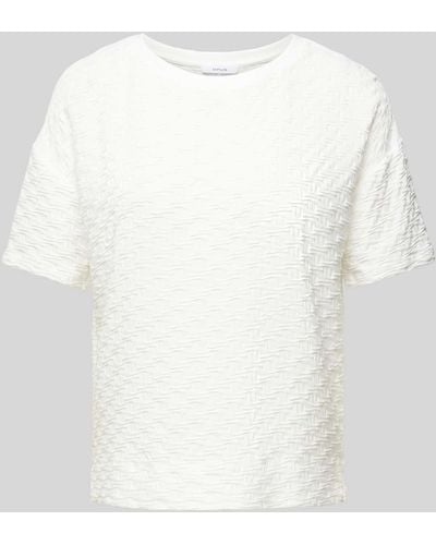 Opus T-shirt Met Structuurmotief - Wit