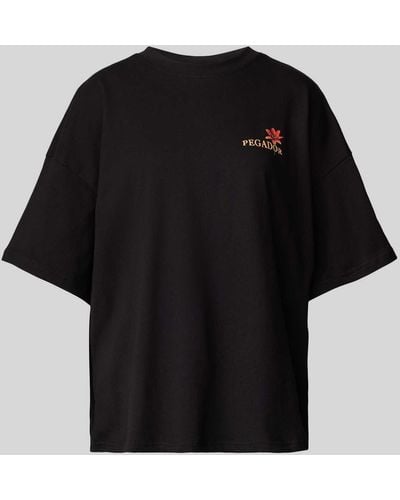 PEGADOR Oversized T-shirt Met Motief- En Labelprint - Zwart
