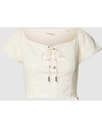 Guess Blouse Met Broderie Anglaise - Blauw