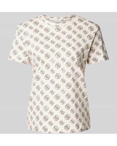 Guess T-Shirt mit Label-Print Modell 'NOMIE' - Natur