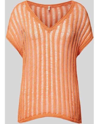Soya Concept Strickshirt mit V-Ausschnitt Modell 'Eman' - Orange