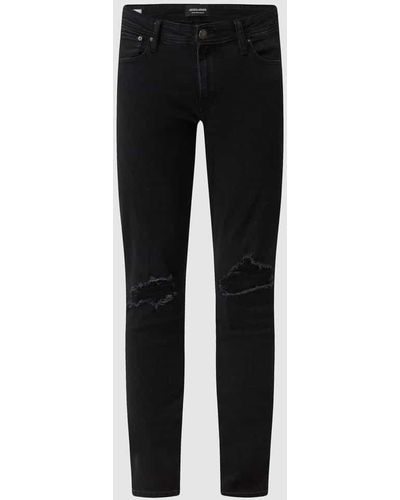 Jack & Jones Skinny Fit Low Rise Jeans mit Stretch-Anteil Modell 'Liam' - Schwarz