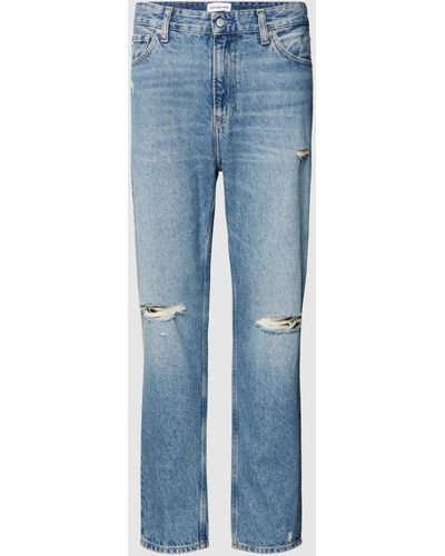 Calvin Klein Dad Fit Jeans Met Labeldetails - Blauw