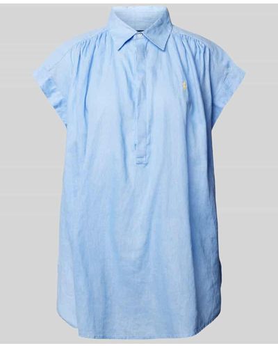 Polo Ralph Lauren Leinenbluse mit Kappärmeln - Blau