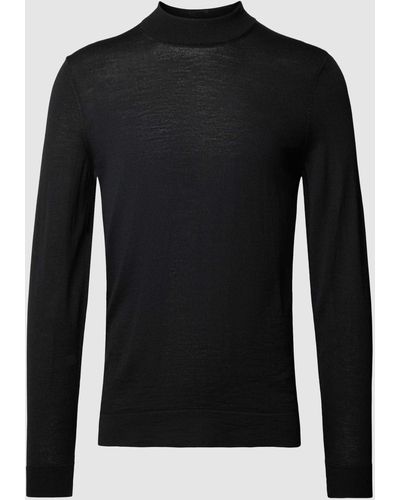 Strellson Gebreide Pullover Met Opstaande Kraag - Zwart