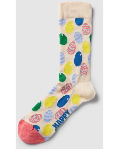 Happy Socks Socken mit Label-Print Modell 'Eggs' - Weiß