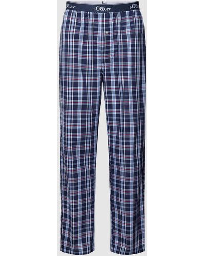 S.oliver Pyjama-Hose mit elastischem Logo-Bund - Blau