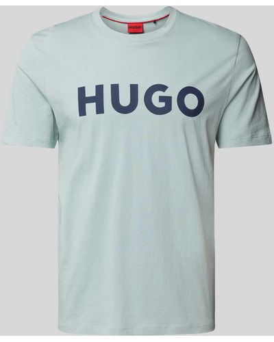 HUGO T-shirt Met Labelprint - Grijs