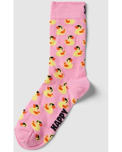 Happy Socks Socken im Allover-Look Modell 'Rubber Duck' - Pink
