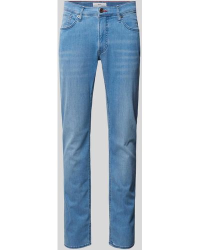 Brax Straight Fit Jeans Met Labelpatch - Blauw