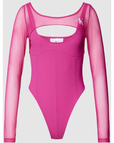 Calvin Klein Body mit Allover-Muster Modell 'MESH LAYERED' - Pink