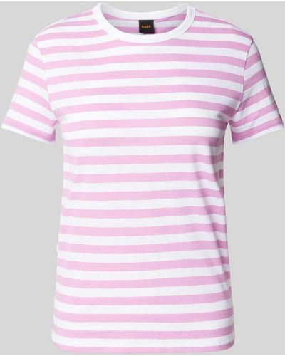 BOSS T-shirt Met Streepmotief - Roze