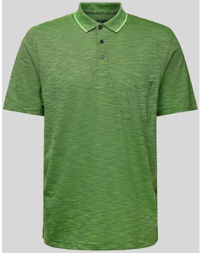 RAGMAN Poloshirt mit Streifenmuster und Brusttasche - Grün