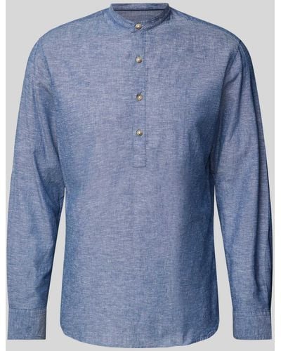 Jack & Jones Regular Fit Linnen Overhemd Met Maokraag - Blauw