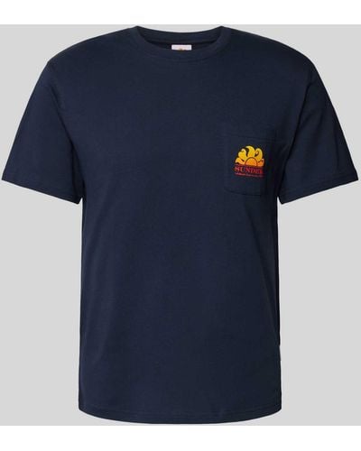 Sundek T-shirt Met Borstzak - Blauw