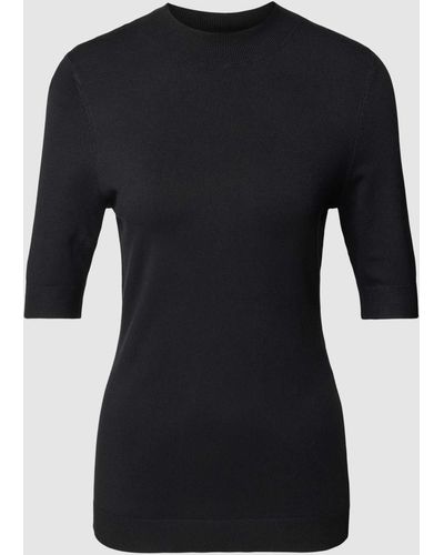 Comma, Gebreid Shirt Met Halflange Mouwen - Zwart