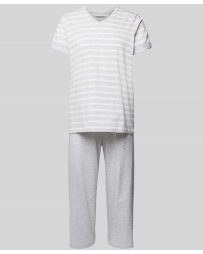 Schiesser Pyjama mit Streifenmuster - Weiß