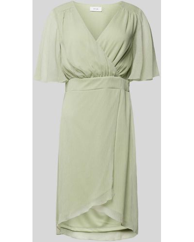 Vila Knielanges Kleid mit V-Ausschnitt Modell 'RILLA' - Grün