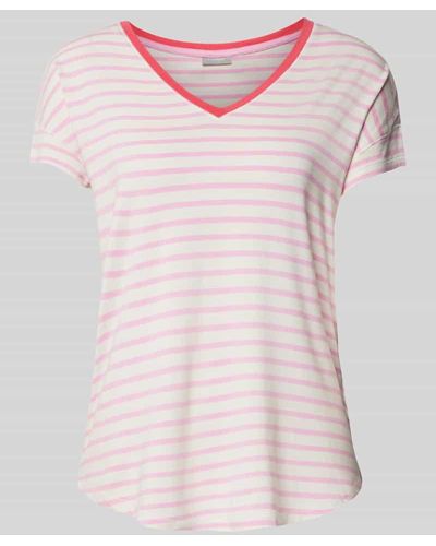 Fransa T-Shirt mit Streifenmuster Modell 'Feporsi' - Pink