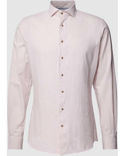Profuomo Regular Fit Zakelijk Overhemd Met Haaikraag - Roze