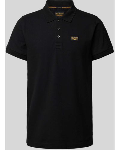 PME LEGEND Regular Fit Poloshirt Met Labelpatch - Zwart