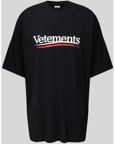 Vetements Oversized T-Shirt von Label-Print - Schwarz