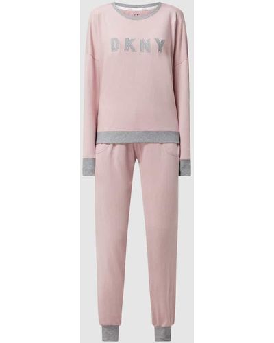DKNY Pyjama aus Baumwoll-Viskose-Mix - Pink