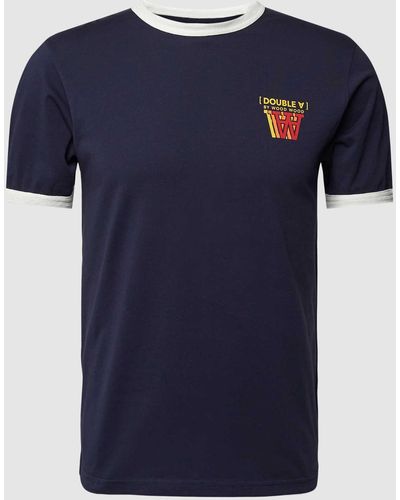 WOOD WOOD T-Shirt mit Label-Print Modell 'Tom' - Blau