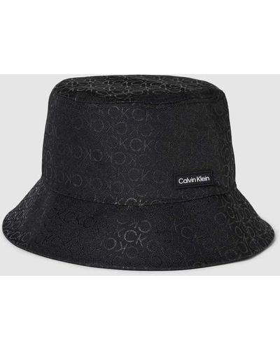 Calvin Klein Bucket Hat mit Allover-Label-Print Modell 'MONOGRAM' - Schwarz