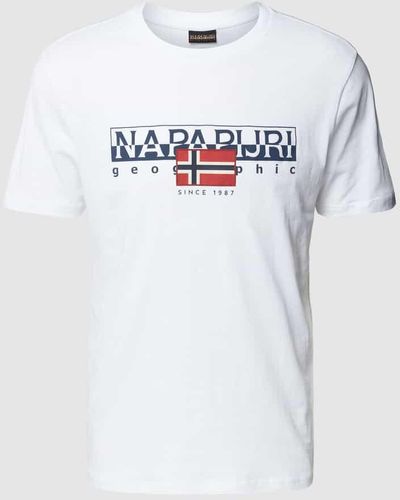 Napapijri T-Shirt mit Label-Print Modell 'AYLMER' - Weiß