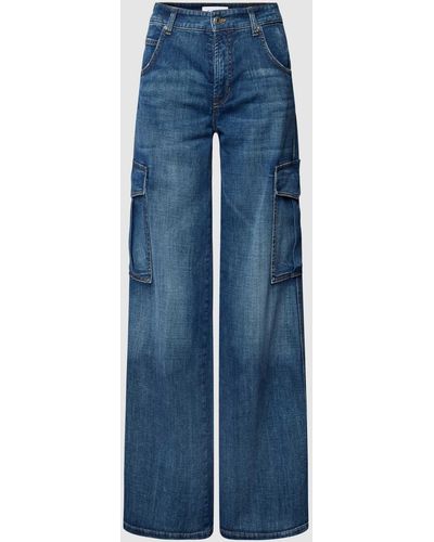 Cambio Bootcut Jeans Met Cargozakken - Blauw