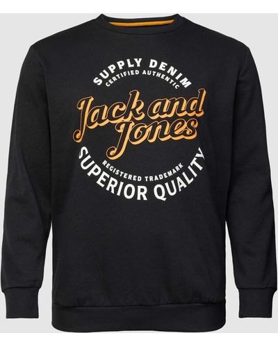 Jack & Jones PLUS SIZE Sweatshirt mit Label-Print - Schwarz
