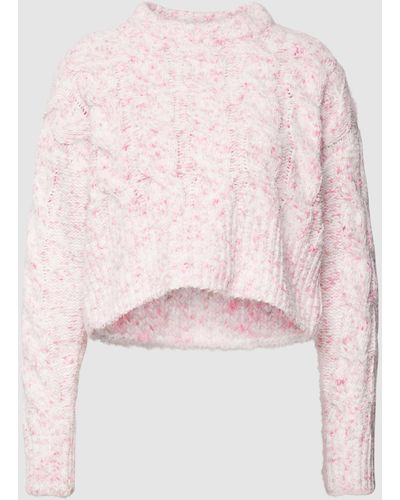 ONLY Strickpullover mit Zopfmuster - Pink