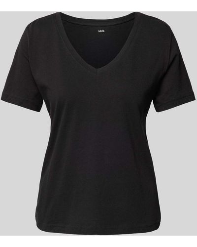 Mango T-Shirt mit V-Ausschnitt Modell 'CHALAPI' - Schwarz