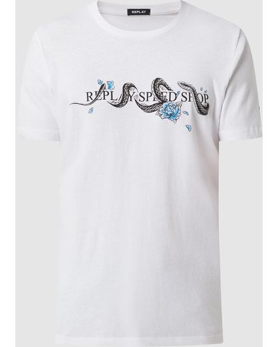 Replay T-shirt Met Print - Wit