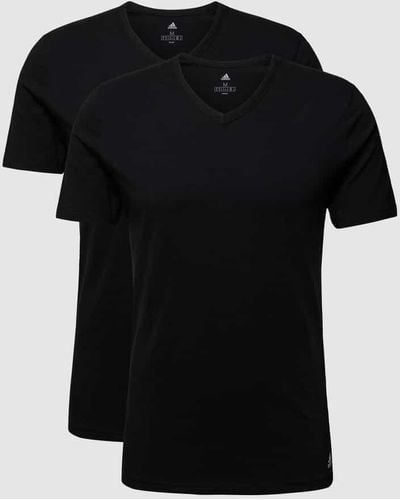 adidas T-Shirt mit Label-Print im 2er-Pack - Schwarz