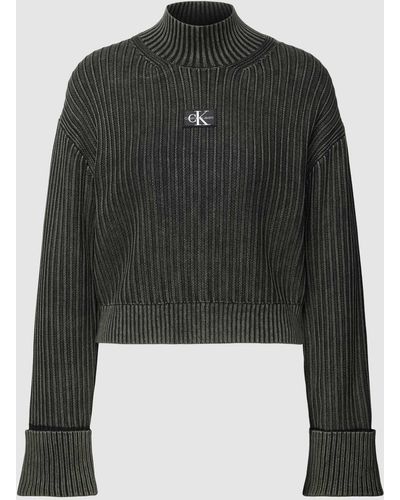 Calvin Klein Gebreide Pullover Met Labelpatch - Zwart