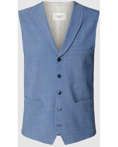 Carl Gross Slim Fit Anzugweste mit Lanawoll-Anteil Modell 'Warren' - Blau