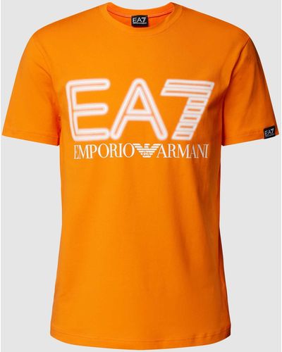 EA7 T-shirt Met Labelprint - Oranje
