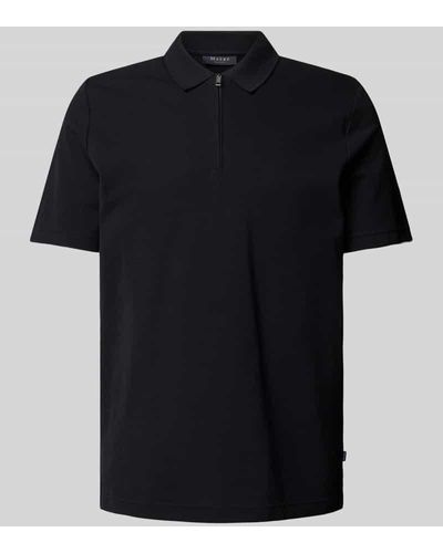 maerz muenchen Regular Fit Poloshirt mit kurzer Reißverschlussleiste - Schwarz