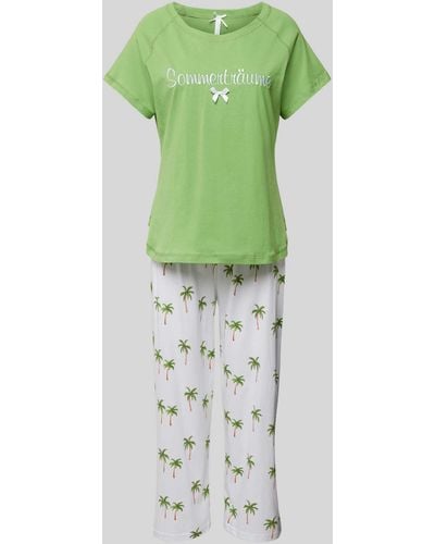 Louis & Louisa Pyjama mit Statement-Stitching Modell 'Capri' - Grün