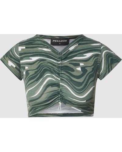 PEGADOR Cropped T-Shirt mit Allover-Muster - Grün