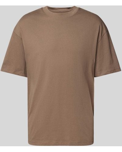 Jack & Jones T-Shirt mit geripptem Rundhalsausschnitt Modell 'BRADLEY' - Braun