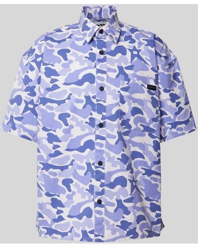 Review Freizeithemd mit Camouflage-Muster und 1/2-Arm - Blau