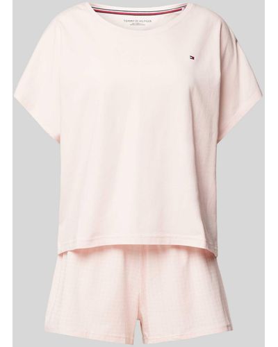 Tommy Hilfiger Pyjama mit Logo-Stitching - Natur