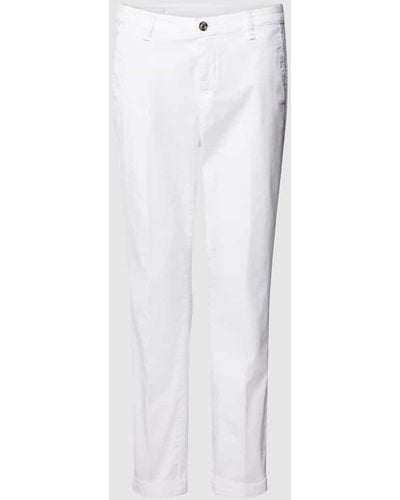 M·a·c Regular Fit Hose mit Knopf- und Reißverschluss Modell 'TURN UP' - Weiß