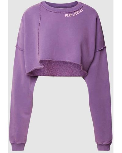 Review Cropped Sweatshirt mit Label-Print - Lila